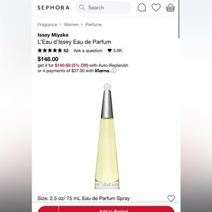 Issey Miyake L’eau de Issey Eau de Parfum 75ml